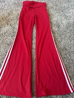 wild fable Red Flared Track Pants with White Side Stripes
